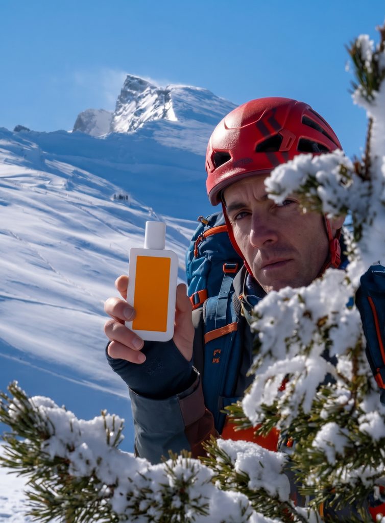En alta montaña, la crema solar de alta protección (SPF 50+) es un elemento indispensable del equipo de seguridad antes de iniciar cualquier ascensión en Sierra Nevada